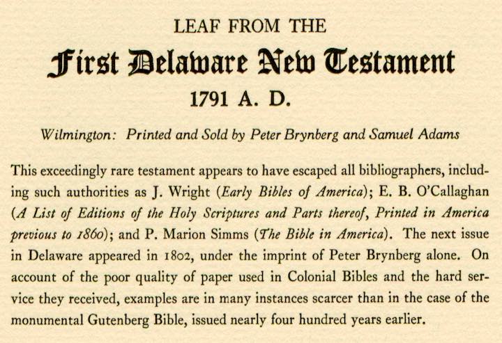 Delaware First New Testament 1791