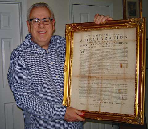 A scarce Donnelly facsimile of the Dunlap Broadside / Declaration of Independence. Collection of / shown with the author.