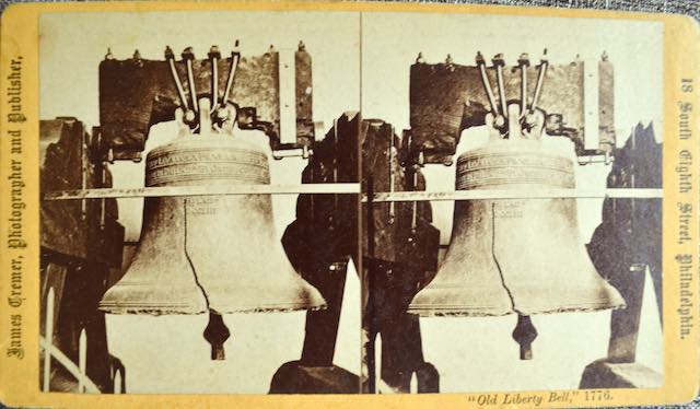 The Liberty Bell, shown on a mid- 1800's stereo view card. Collection of the author.