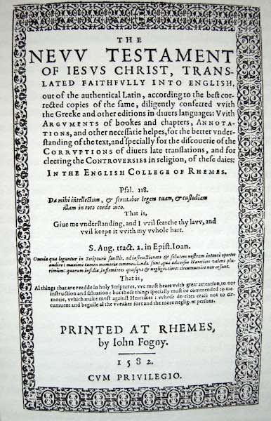 Facsimile of the Rhemes New Testament 1532.