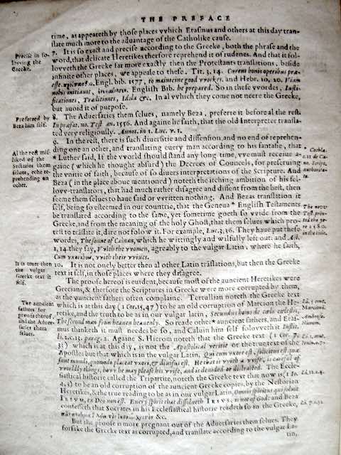 Preface from the Rhemes New Testament 1532. Collection of the author.