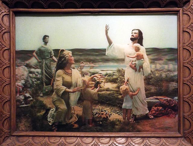 Jesus and the Children. Prince of Peace Memorial Museum. 3D Lenticular of Paul Cunningham's diorama. Collection of the author.