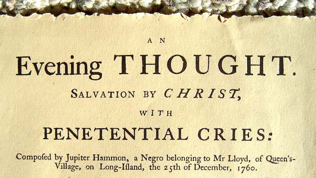 Jupiter Hammon title from broadside (facsimile).