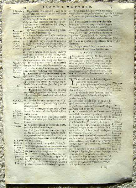 La Biblia del Oso: The Bible of the Bear. 1569. Page shown is from the Gospel of Saint Matthew. Collection of the Author.