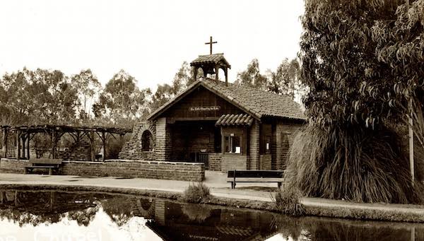 The Little Chapel by the Lake at Knott's Berry Farm Amusement Park.